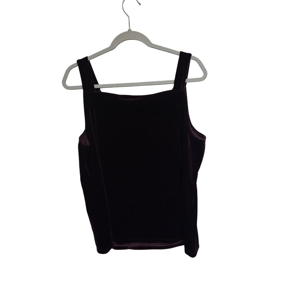 Burgundy Travelers Collection Chico's Velvet Tank Top Sleeveless Size 2  XL Plum - Picture 2 of 5